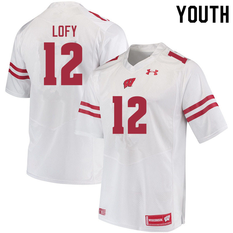 Wisconsin Badgers Youth #12 Max Lofy NCAA Under Armour Authentic White College Stitched Football Jersey ZI40O83JP